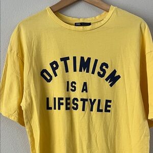 Zara Women's Tshirt Dress Optimism Is a Lifestyle Size M